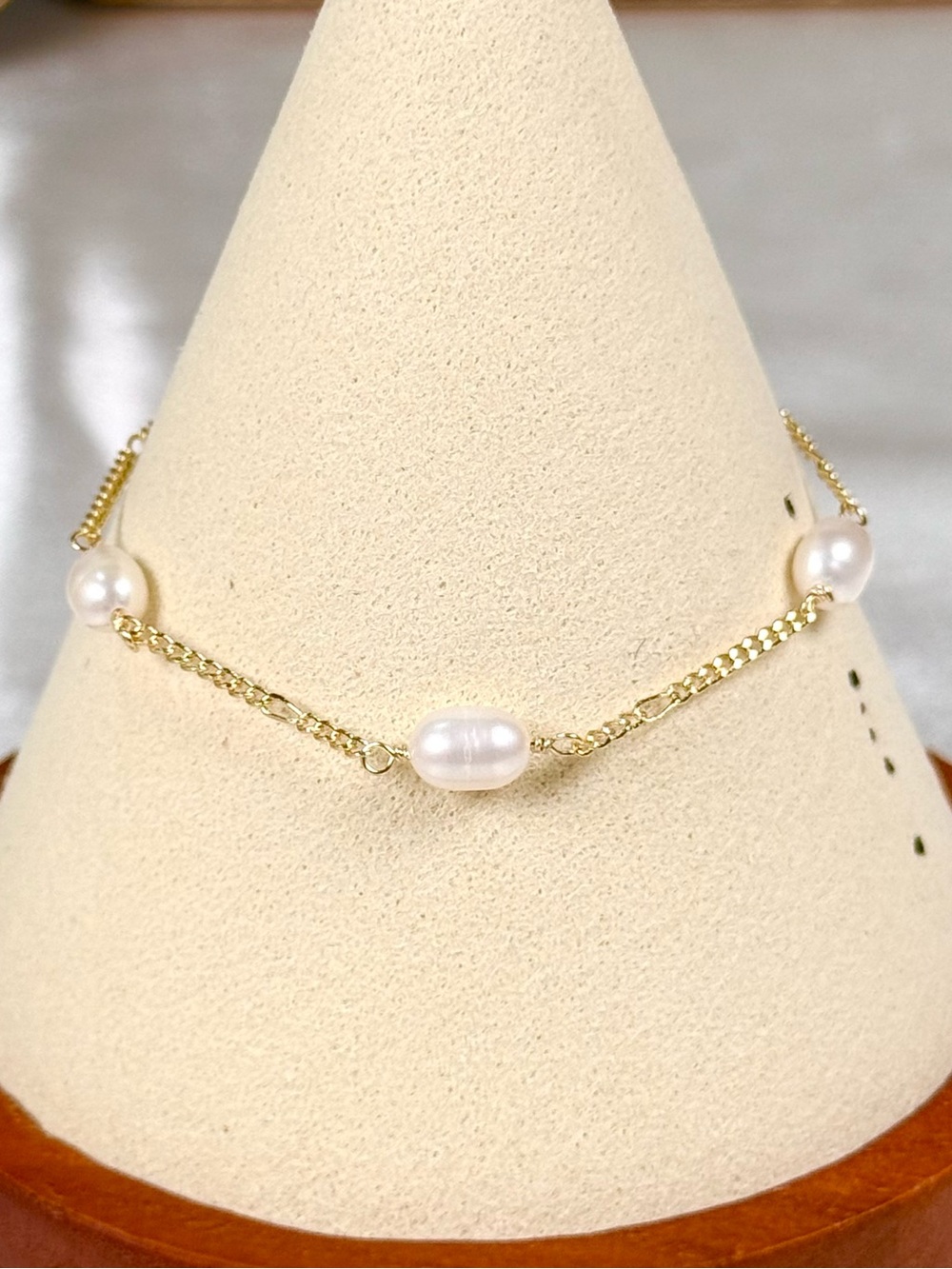#174 18K Gold Plated Natural Pearl Women Bracelet White